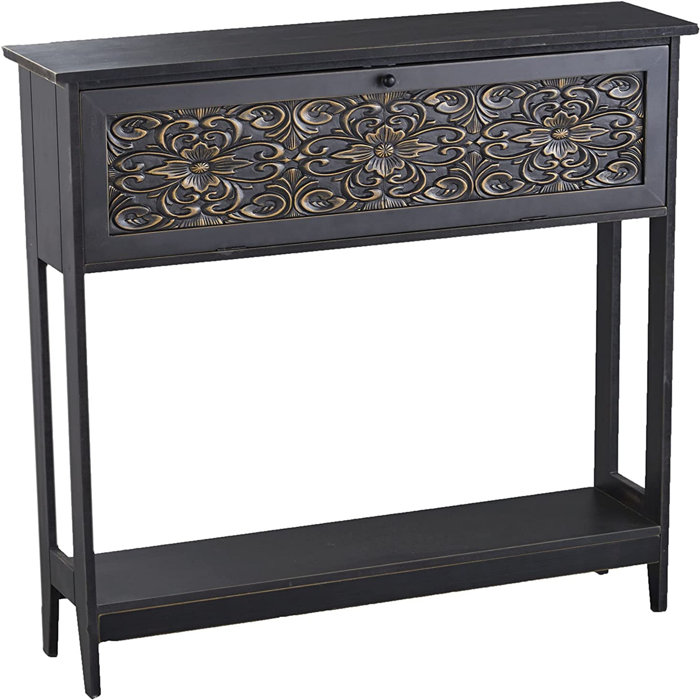 Canora Grey The Lakeside Collection Carved Console Table Slim Antique